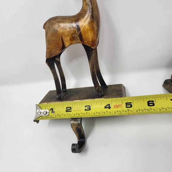 2 Pier I Rustic Brown Reindeer Iron Wood Stocker Holder Display Mantle Decor